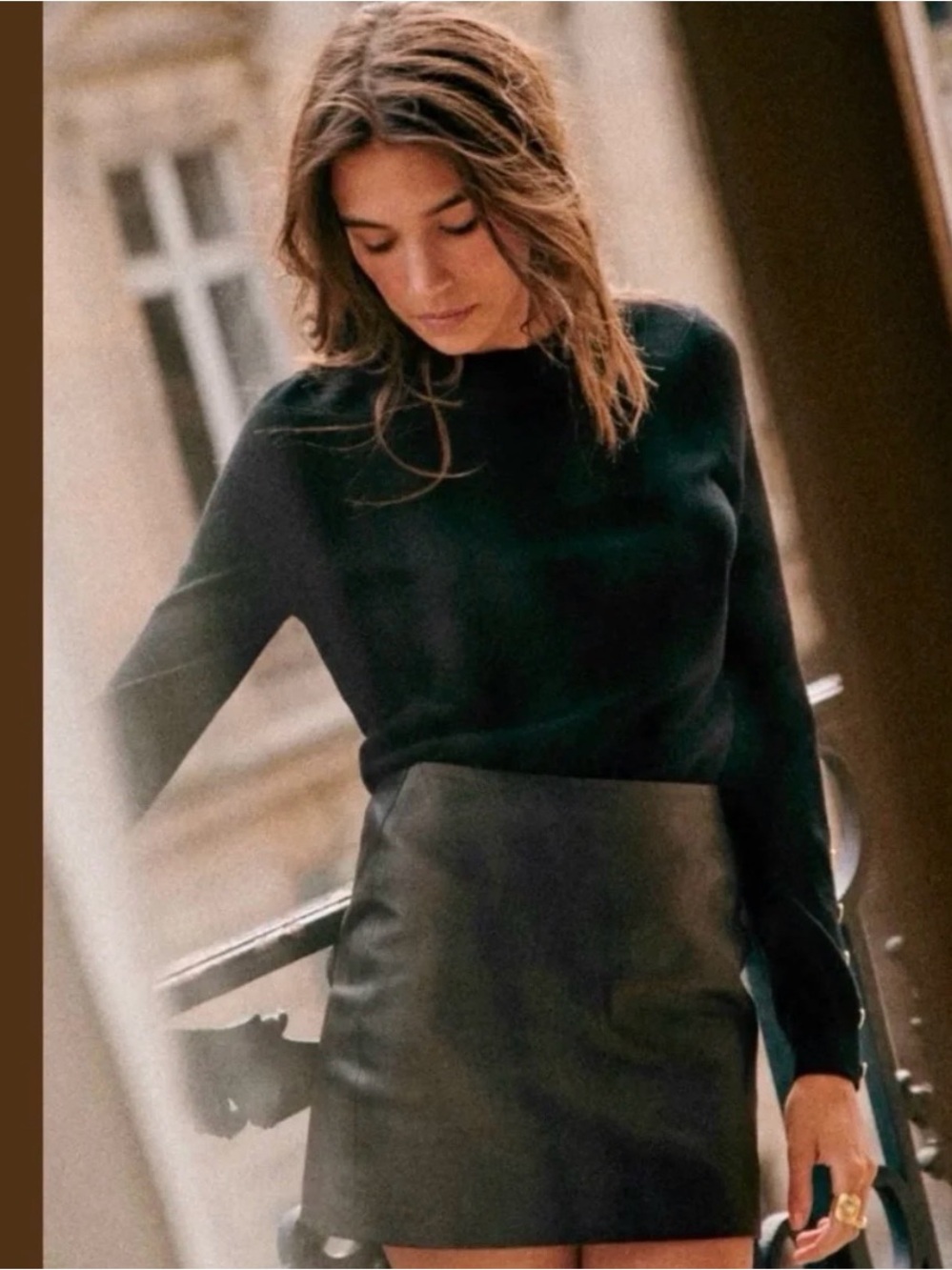 INC International Concepts Black Genuine Leather Mini Skirt, SZ. 10